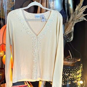 Liz Claiborne  Cream Knit Top